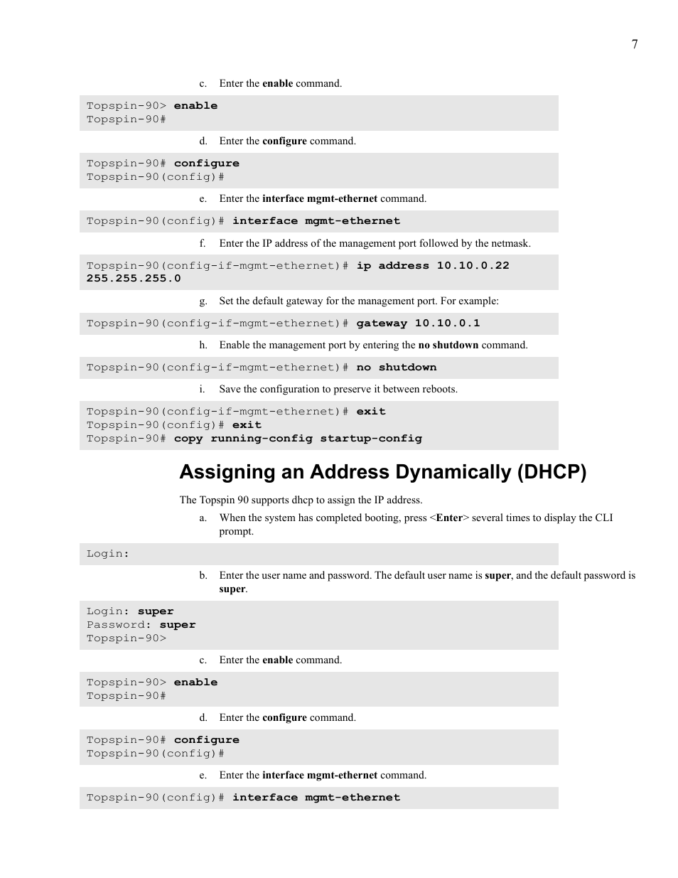 Assigning an address dynamically (dhcp) | Cisco TOPSPIN SFS 3001 User Manual | Page 15 / 30