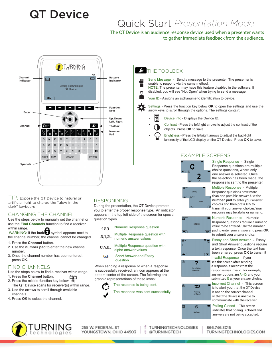 Turning Technologies QT Device User Manual | 2 pages