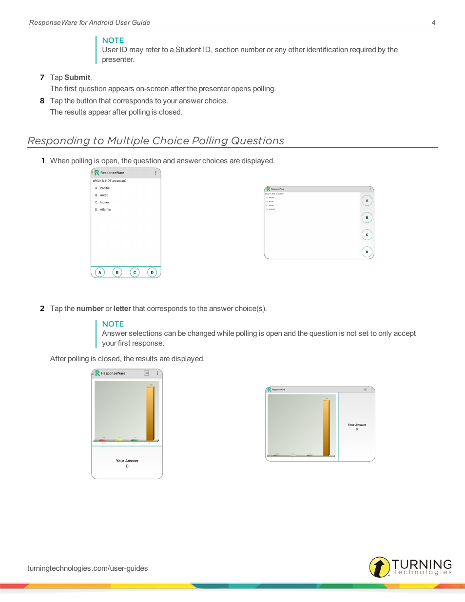 Responding to multiple choice polling questions | Turning Technologies ResponseWare User Manual | Page 4 / 10