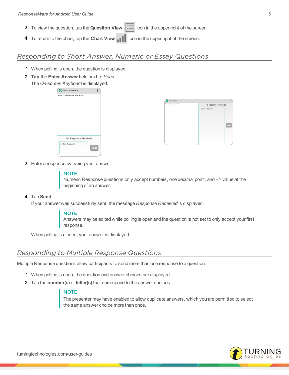 Responding to multiple response questions | Turning Technologies ResponseWare User Manual | Page 5 / 10