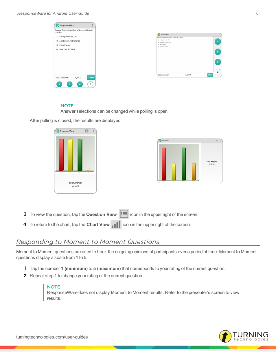 Responding to moment to moment questions | Turning Technologies ResponseWare User Manual | Page 6 / 10