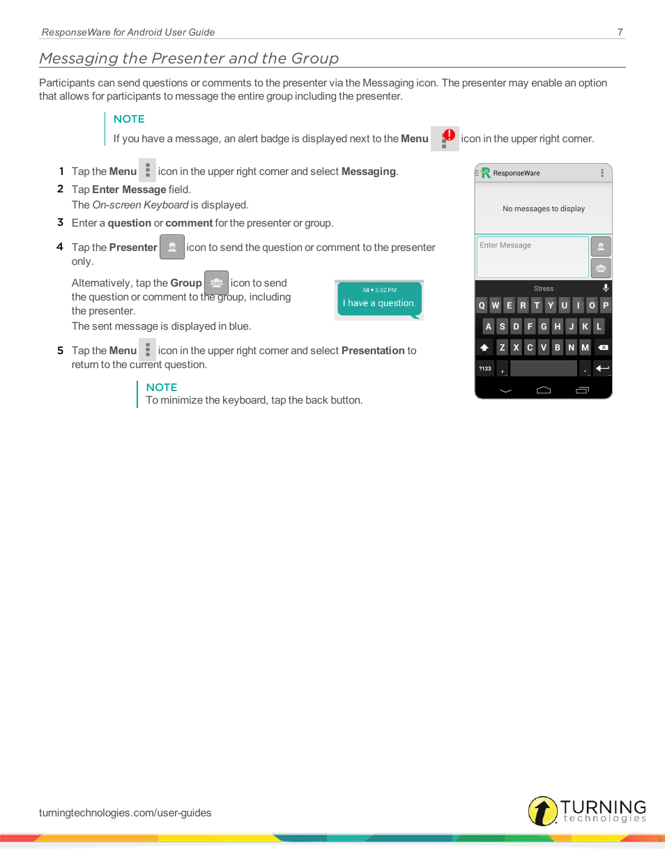 Messaging the presenter and the group | Turning Technologies ResponseWare User Manual | Page 7 / 10