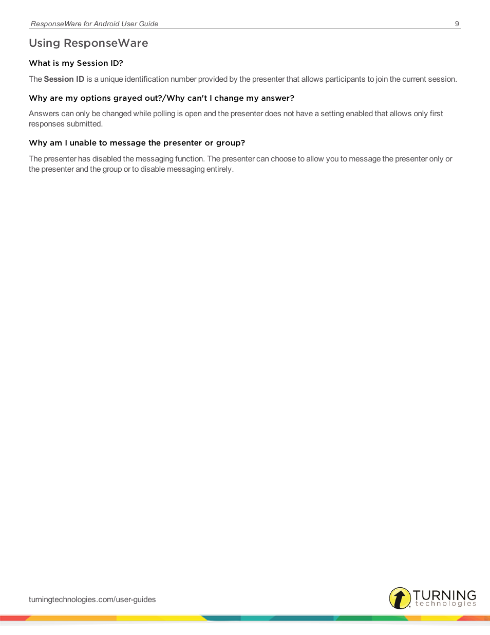 Using responseware | Turning Technologies ResponseWare User Manual | Page 9 / 10