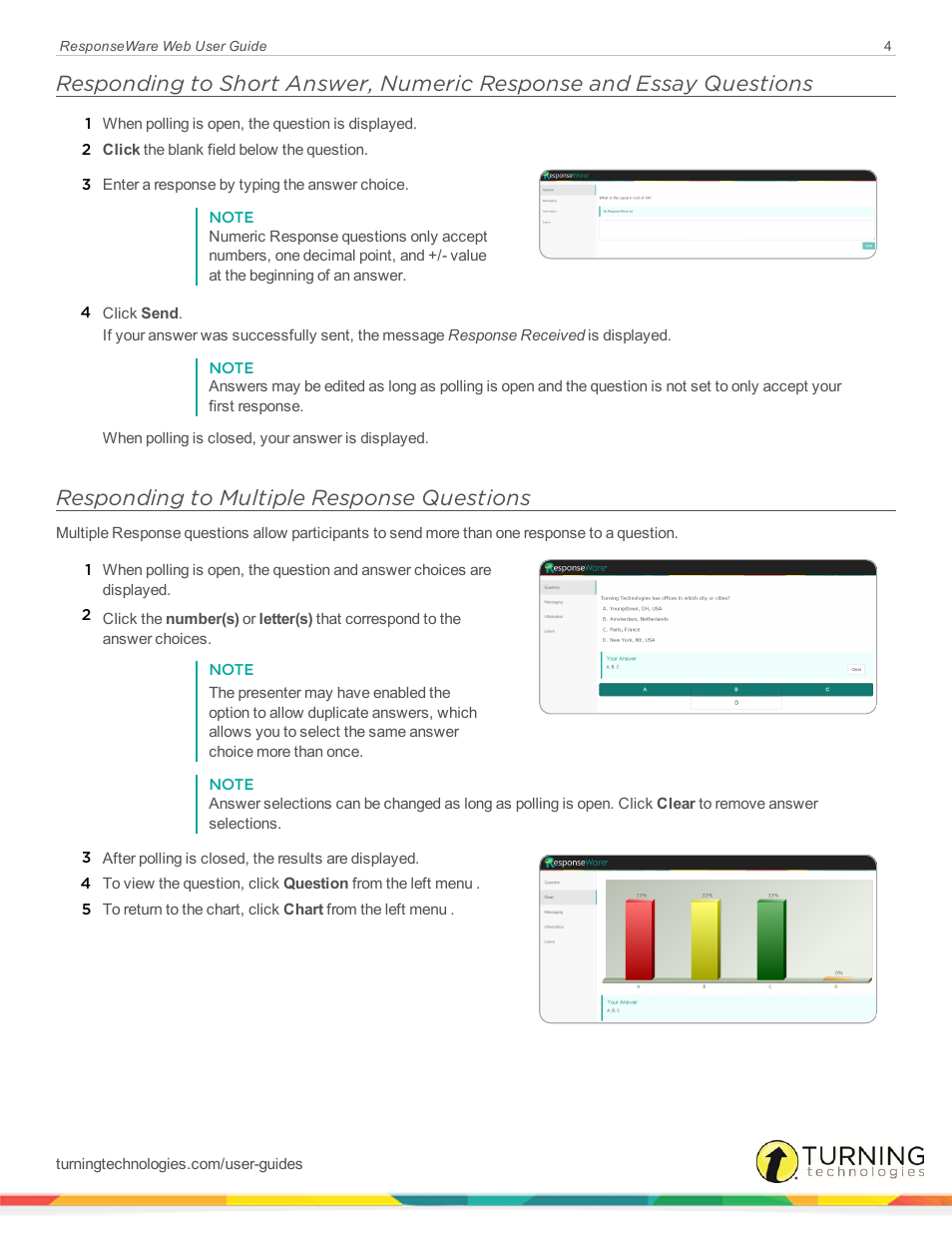 Responding to multiple response questions | Turning Technologies ResponseWare User Manual | Page 4 / 7