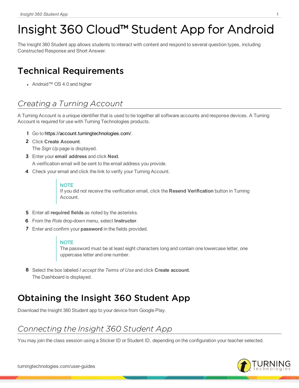 Turning Technologies Android Student App User Manual | 9 pages