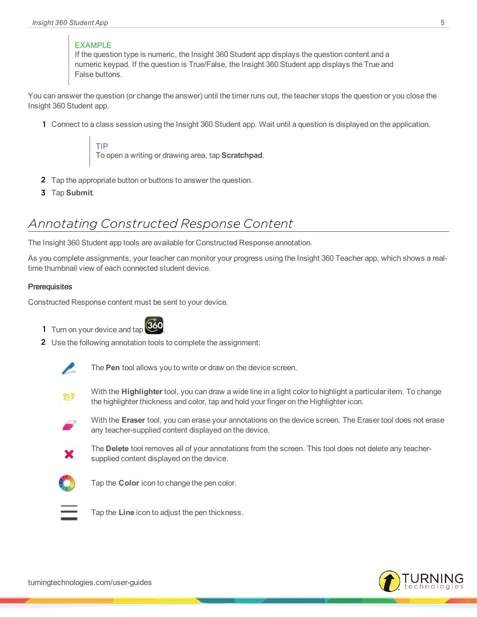 Annotating constructed response content | Turning Technologies Android Student App User Manual | Page 5 / 9