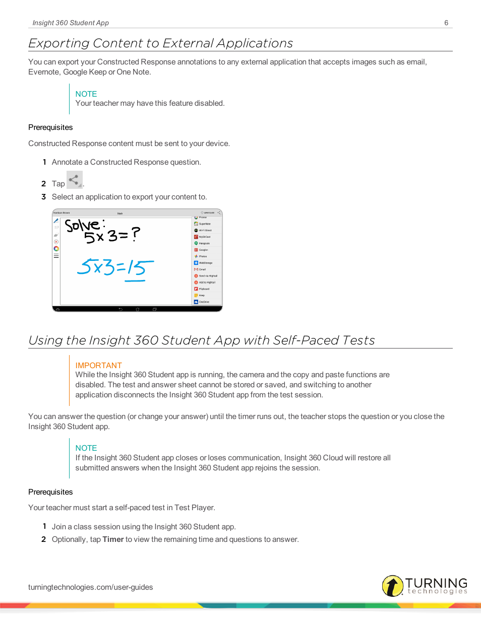 Exporting content to external applications | Turning Technologies Android Student App User Manual | Page 6 / 9