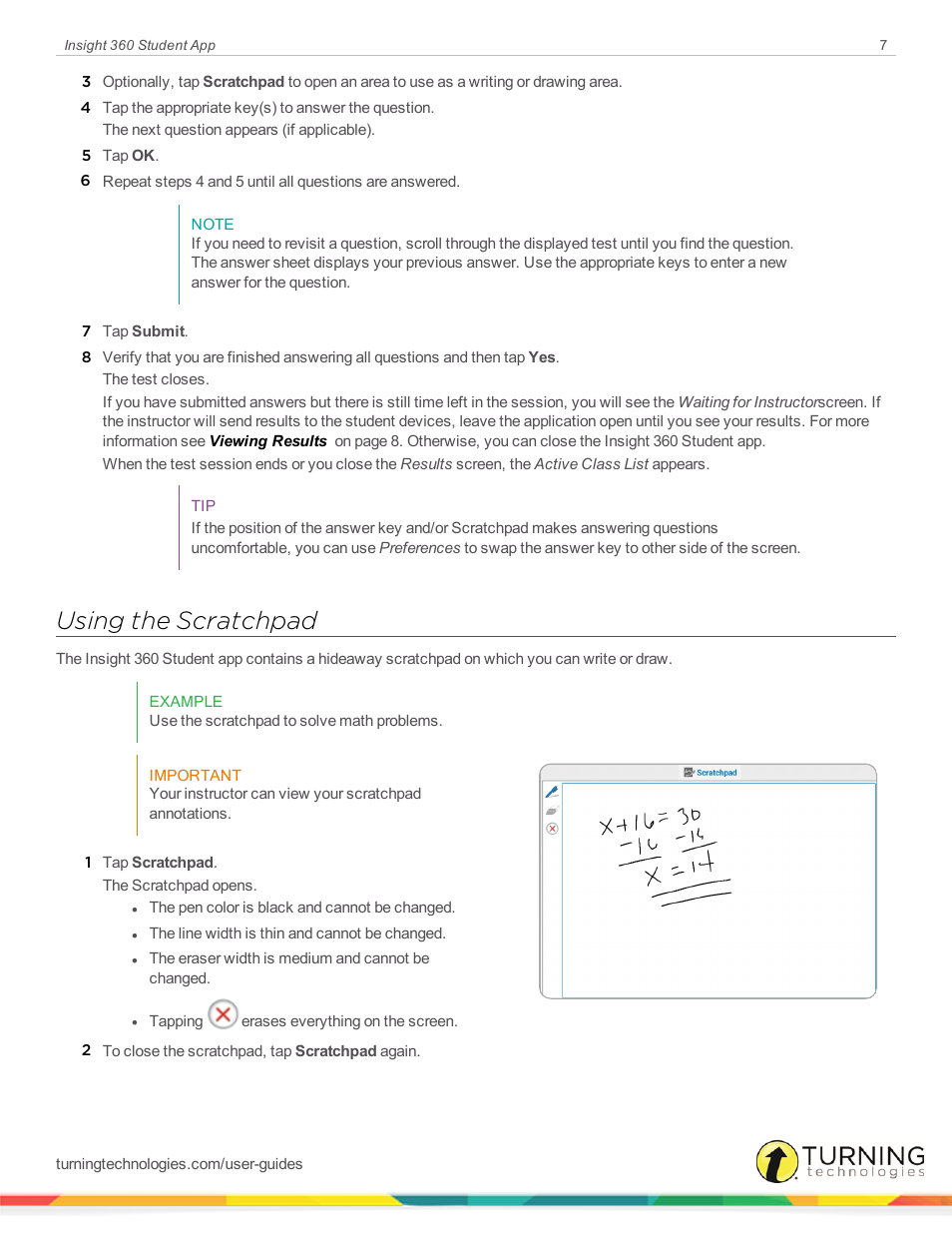 Using the scratchpad | Turning Technologies Android Student App User Manual | Page 7 / 9