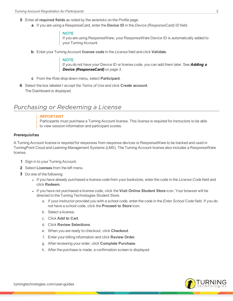 Purchasing or redeeming a license | Turning Technologies Participants User Manual | Page 2 / 6