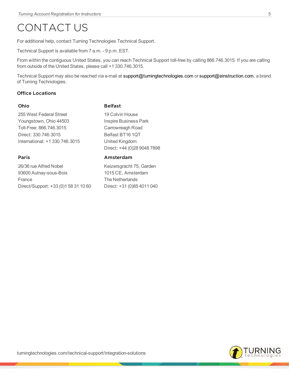 Contact us | Turning Technologies Presenters User Manual | Page 5 / 5