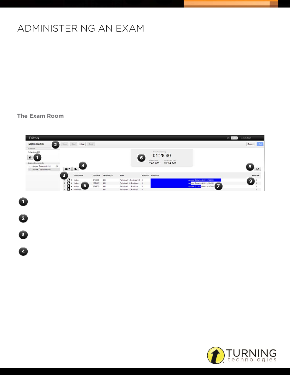 Administering an exam, The exam room | Turning Technologies Triton Proctor Application User Manual | Page 10 / 30