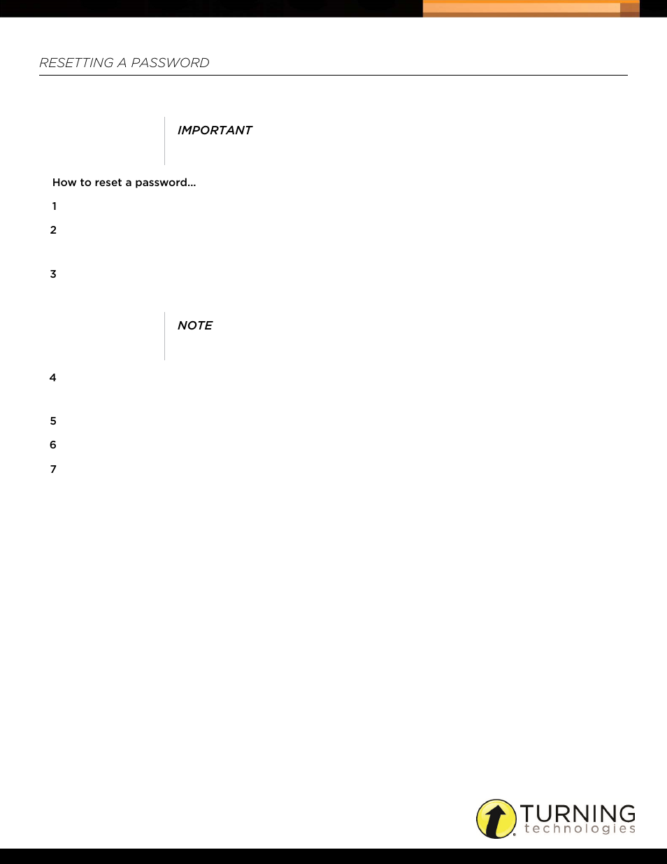 Resetting a password | Turning Technologies Triton Proctor Application User Manual | Page 7 / 30