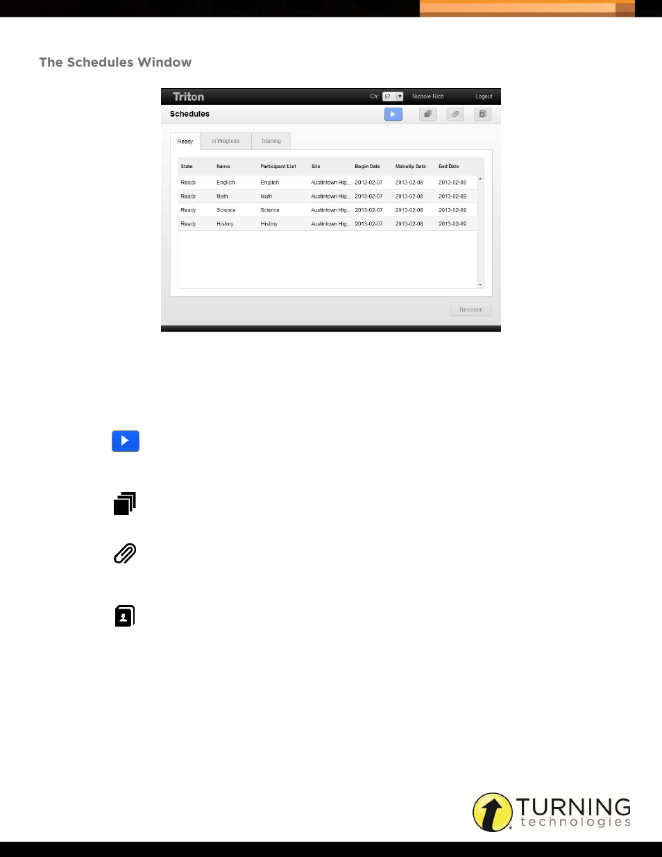 The schedules window | Turning Technologies Triton Proctor Application User Manual | Page 8 / 30