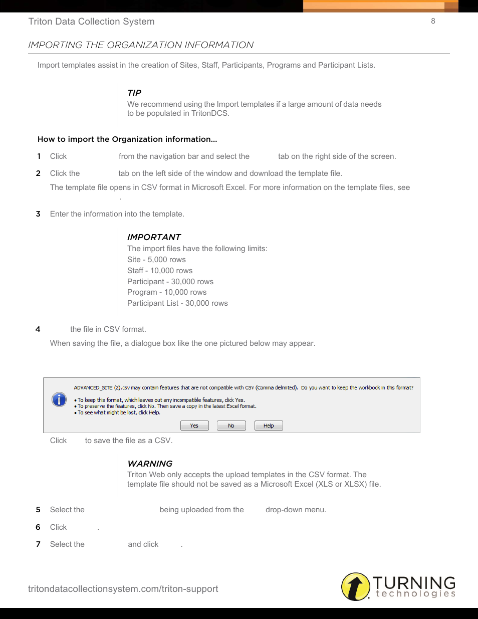 Importing the organization information | Turning Technologies Triton Web User Manual | Page 10 / 61