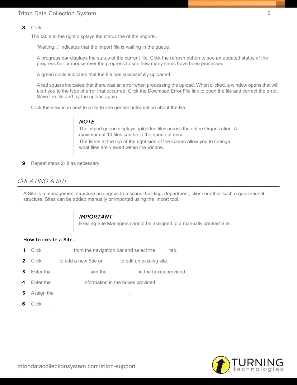 Creating a site | Turning Technologies Triton Web User Manual | Page 11 / 61