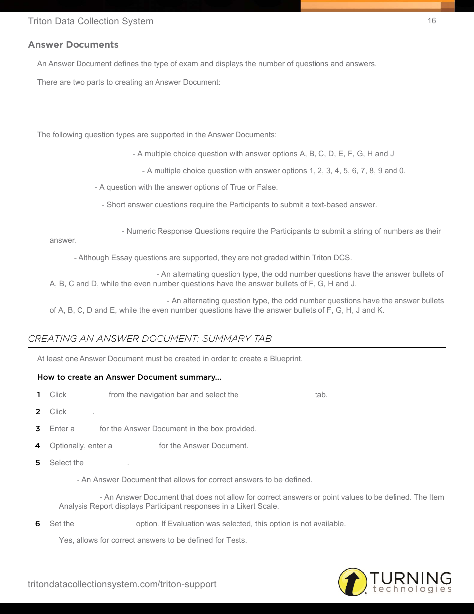 Answer documents, Creating an answer document: summary tab, Administration rules, see | Turning Technologies Triton Web User Manual | Page 18 / 61