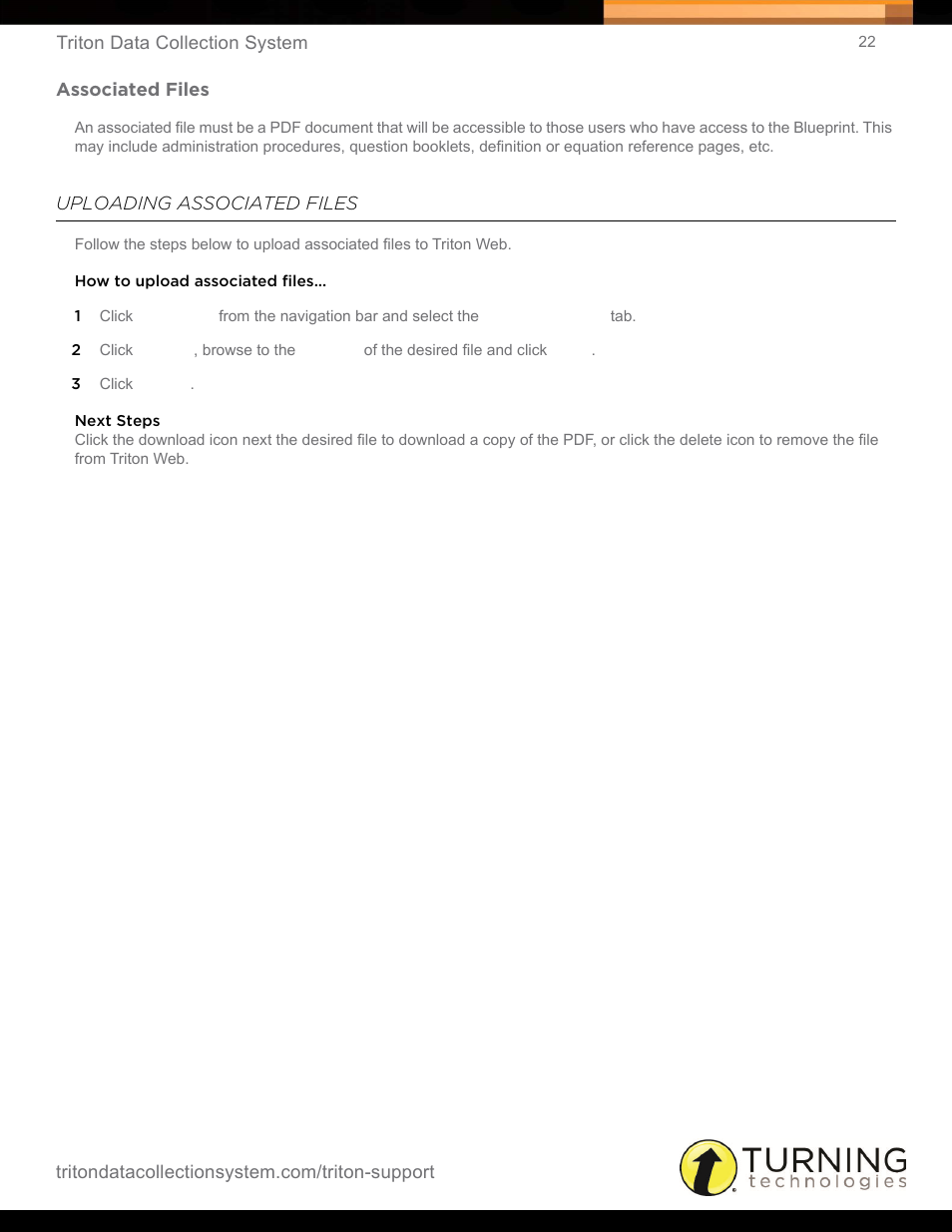 Associated files, Uploading associated files | Turning Technologies Triton Web User Manual | Page 24 / 61
