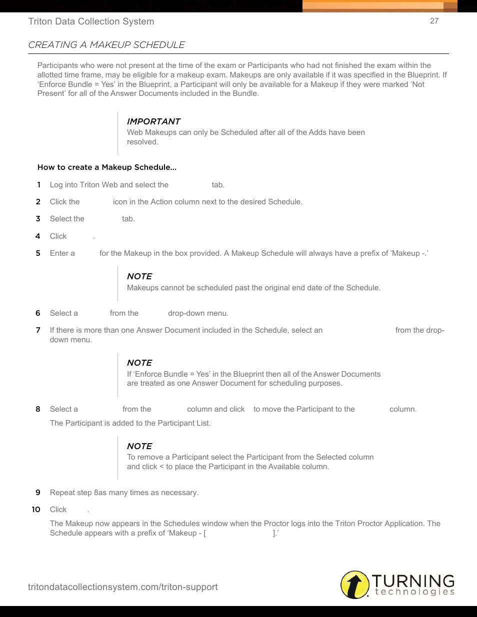 Creating a makeup schedule | Turning Technologies Triton Web User Manual | Page 29 / 61