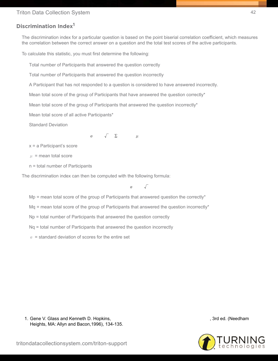 Discrimination index | Turning Technologies Triton Web User Manual | Page 44 / 61