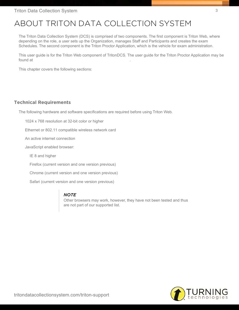 About triton data collection system, Technical requirements | Turning Technologies Triton Web User Manual | Page 5 / 61