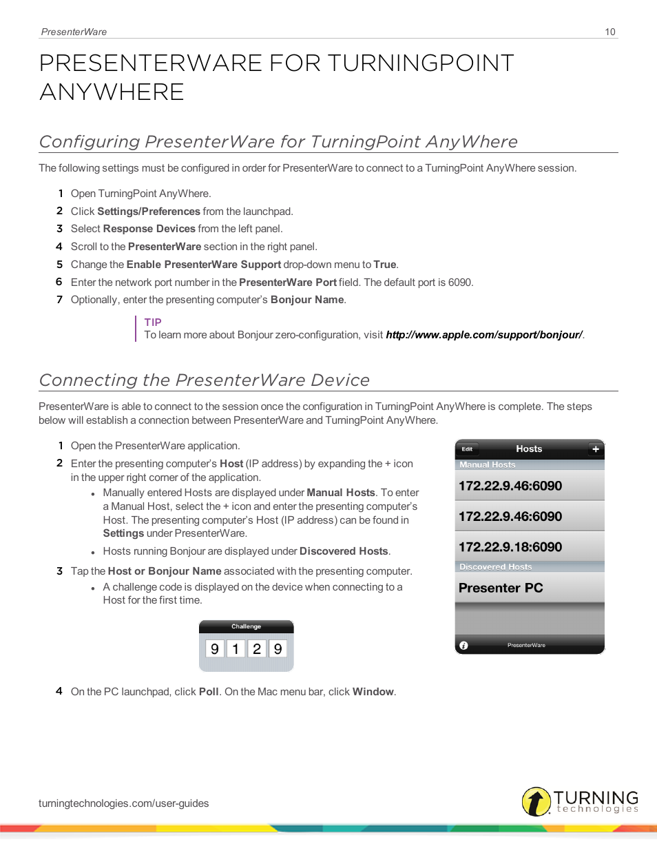 Presenterware for turningpoint anywhere, Connecting the presenterware device | Turning Technologies PresenterWare User Manual | Page 10 / 13