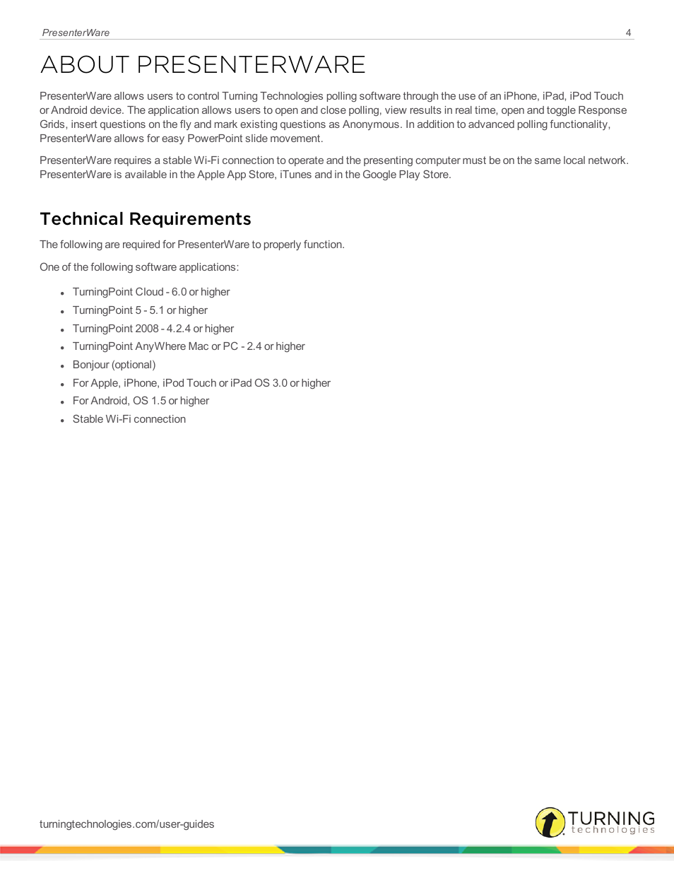 About presenterware, Technical requirements | Turning Technologies PresenterWare User Manual | Page 4 / 13