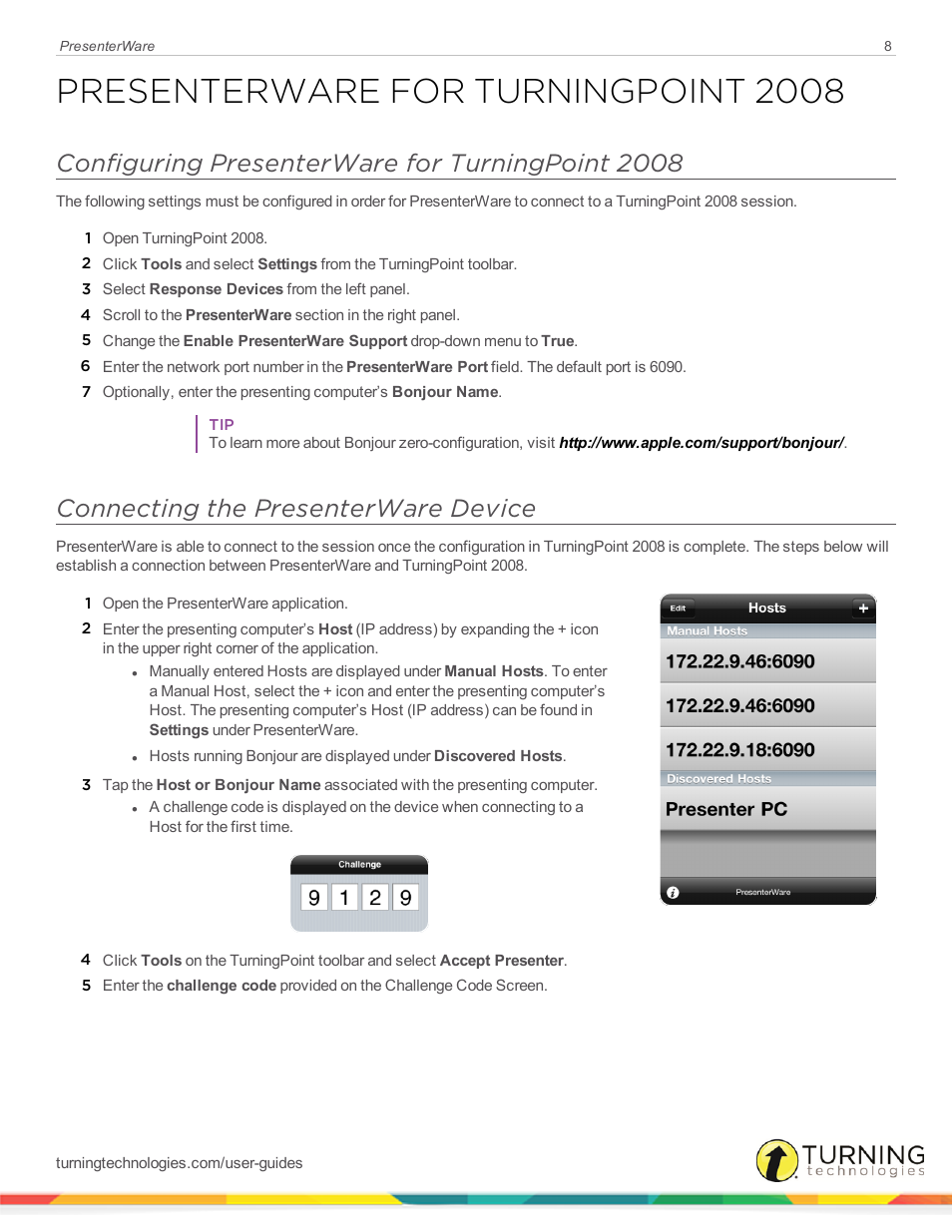 Presenterware for turningpoint 2008, Configuring presenterware for turningpoint 2008, Connecting the presenterware device | Turning Technologies PresenterWare User Manual | Page 8 / 13