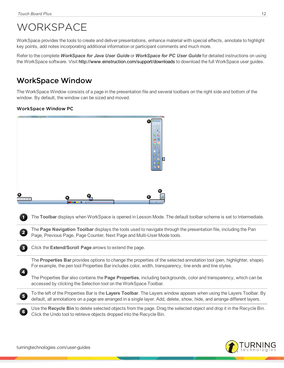 Workspace, Workspace window | Turning Technologies Touch Board User Manual | Page 13 / 20