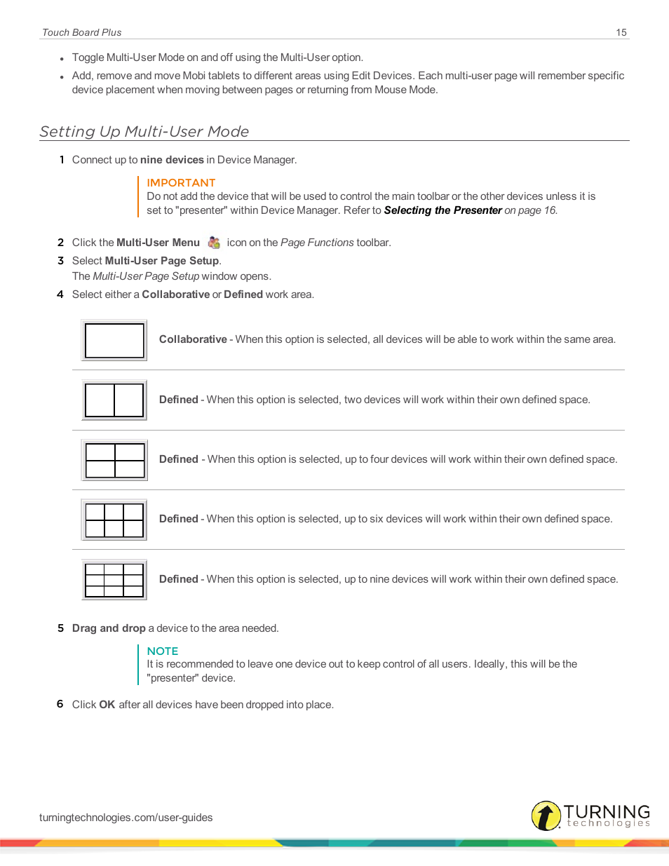 Setting up multi-user mode | Turning Technologies Touch Board User Manual | Page 16 / 20