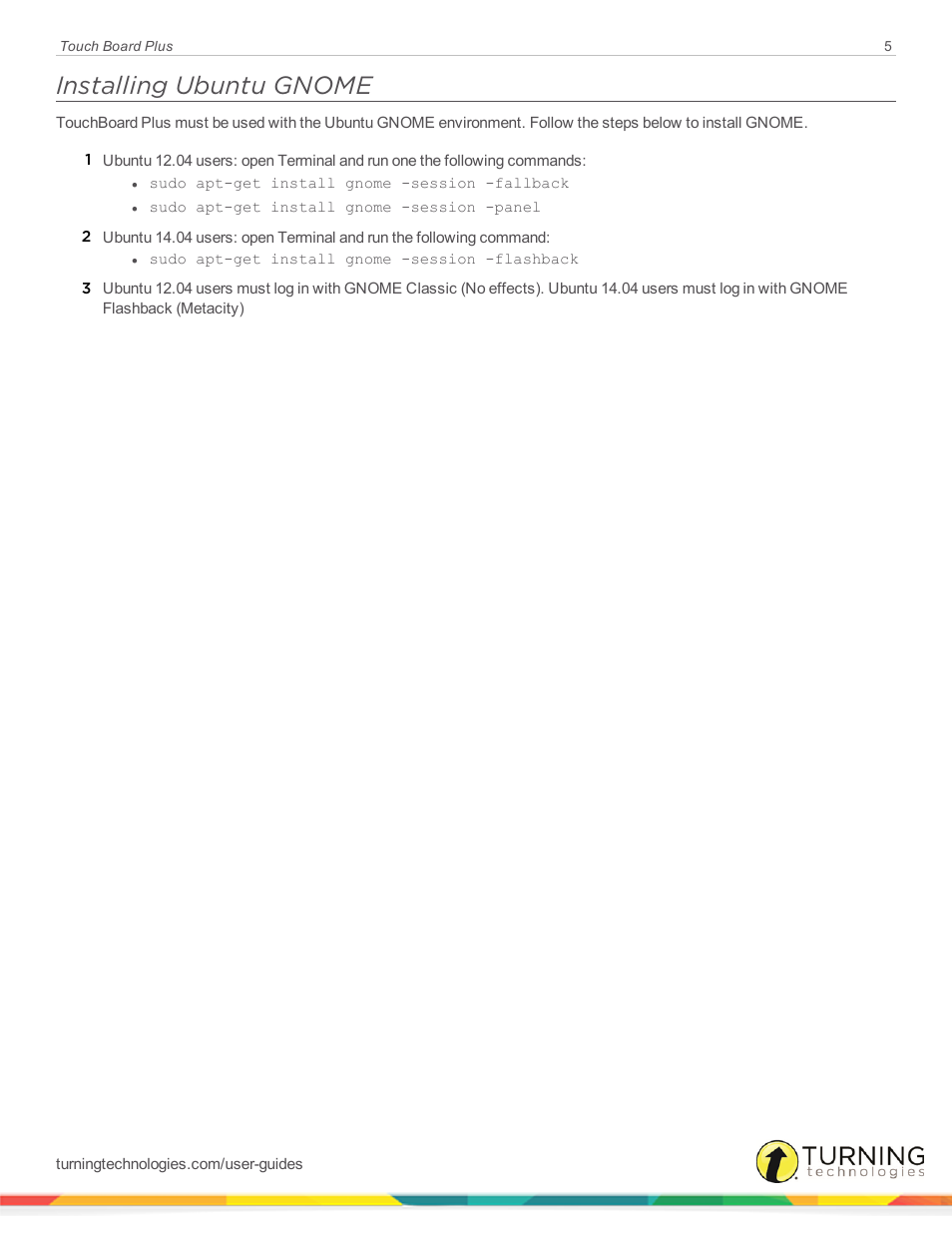 Installing ubuntu gnome | Turning Technologies Touch Board User Manual | Page 6 / 20