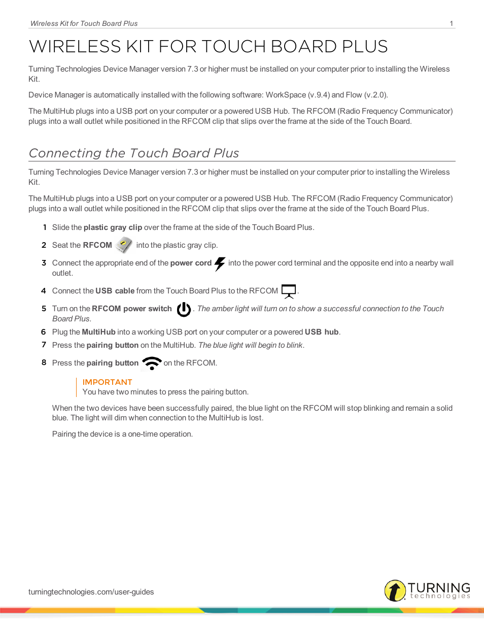 Turning Technologies Touch Board User Manual | 2 pages