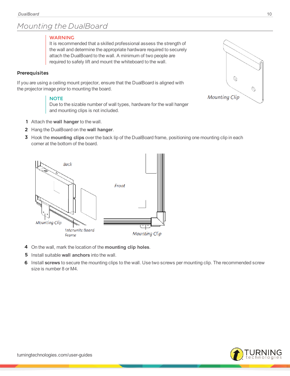 Mounting the dualboard | Turning Technologies DualBoard User Manual | Page 10 / 27