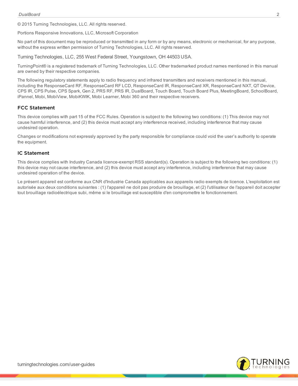Turning Technologies DualBoard User Manual | Page 2 / 27