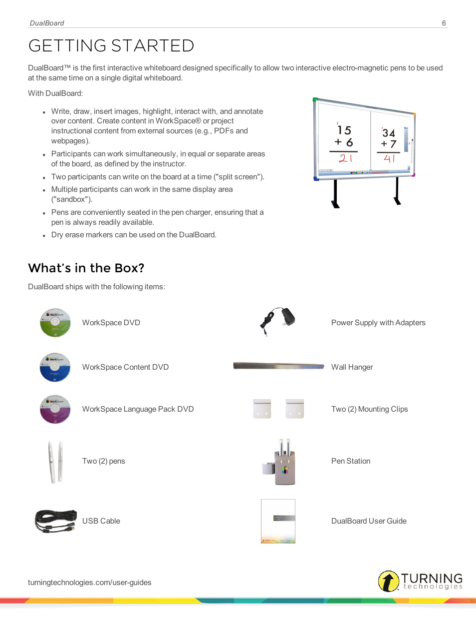 Getting started, What’s in the box | Turning Technologies DualBoard User Manual | Page 6 / 27