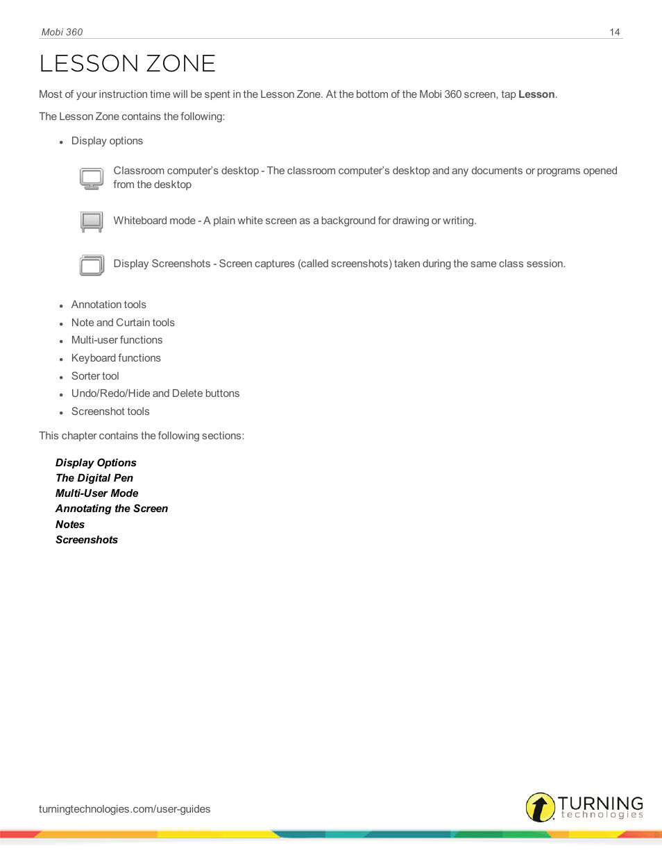 Lesson zone | Turning Technologies Mobi User Manual | Page 14 / 37