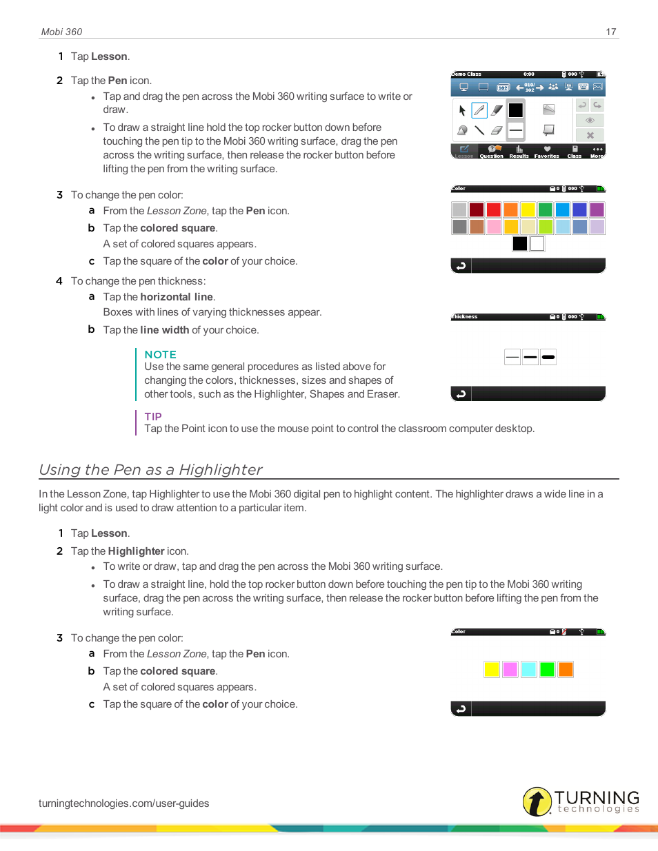 Using the pen as a highlighter | Turning Technologies Mobi User Manual | Page 17 / 37