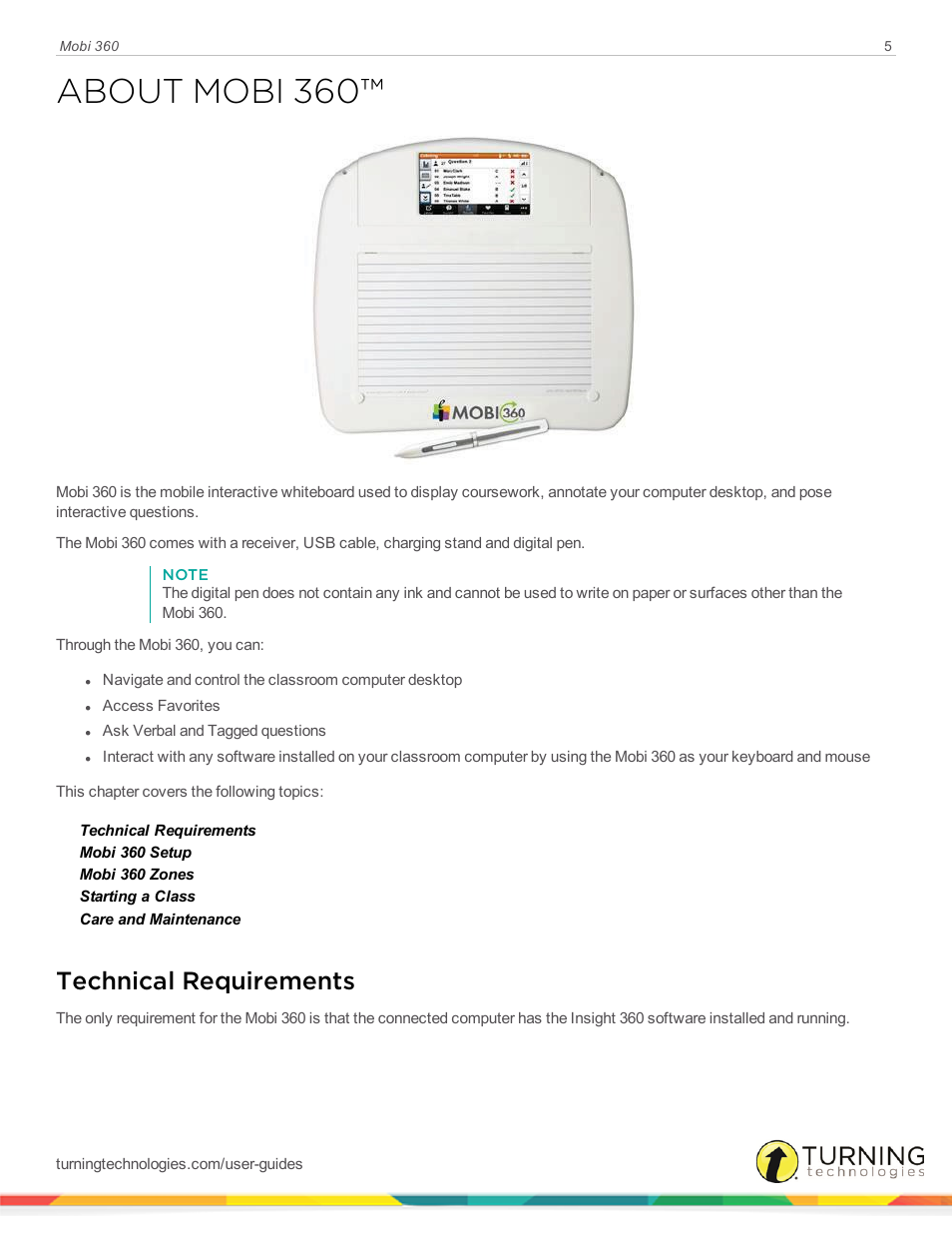 About mobi 360, Technical requirements | Turning Technologies Mobi User Manual | Page 5 / 37