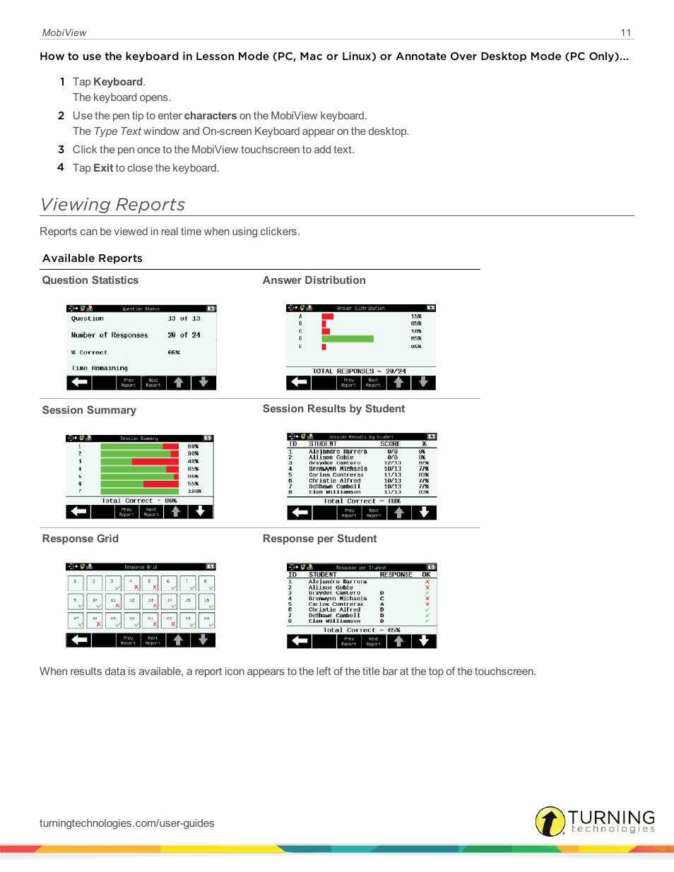 Viewing reports | Turning Technologies Mobi User Manual | Page 11 / 16