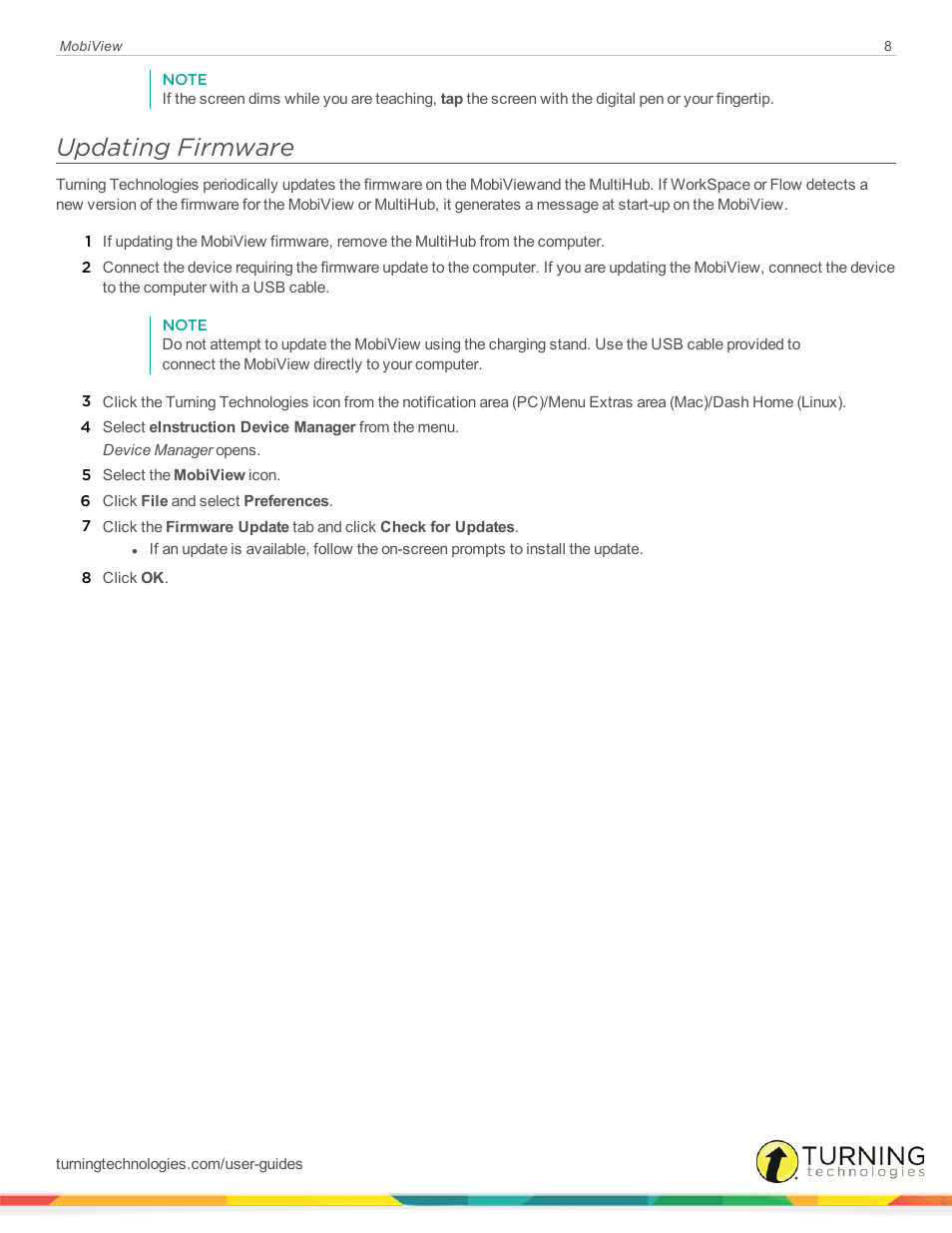 Updating firmware | Turning Technologies Mobi User Manual | Page 8 / 16