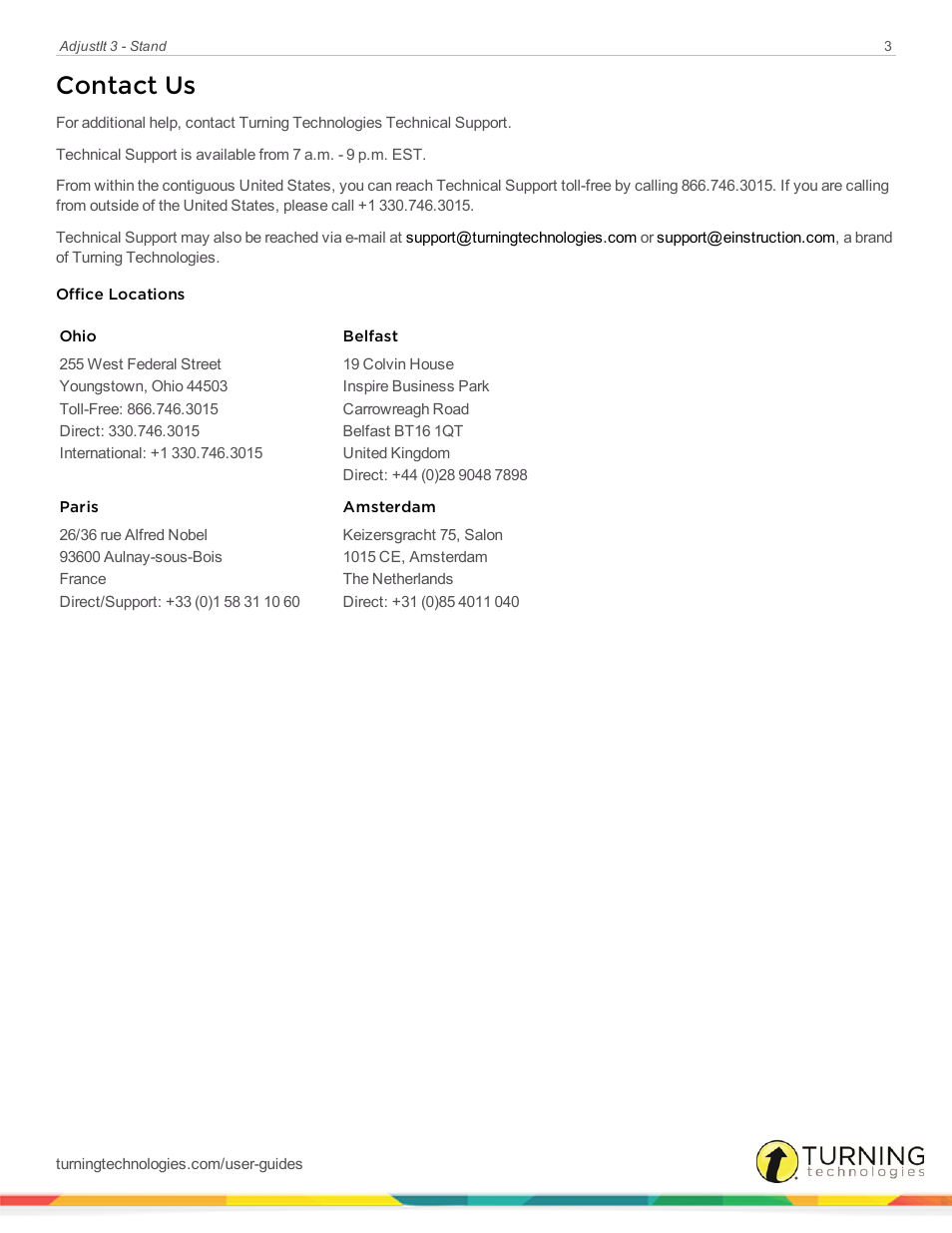 Contact us | Turning Technologies AdjustIt 3 User Manual | Page 3 / 3
