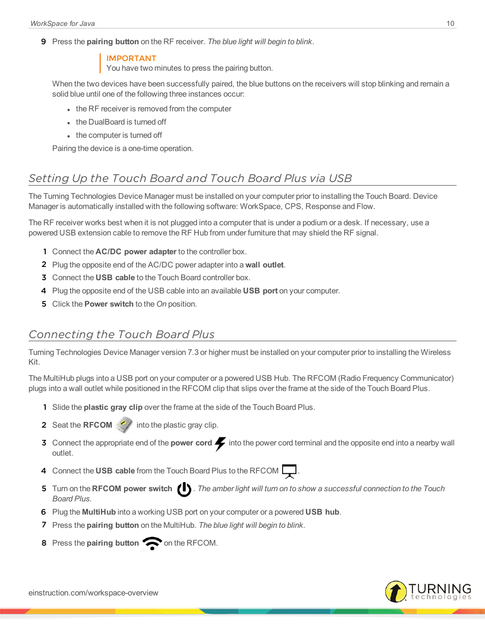 Connecting the touch board plus | Turning Technologies WorkSpace User Manual | Page 10 / 41
