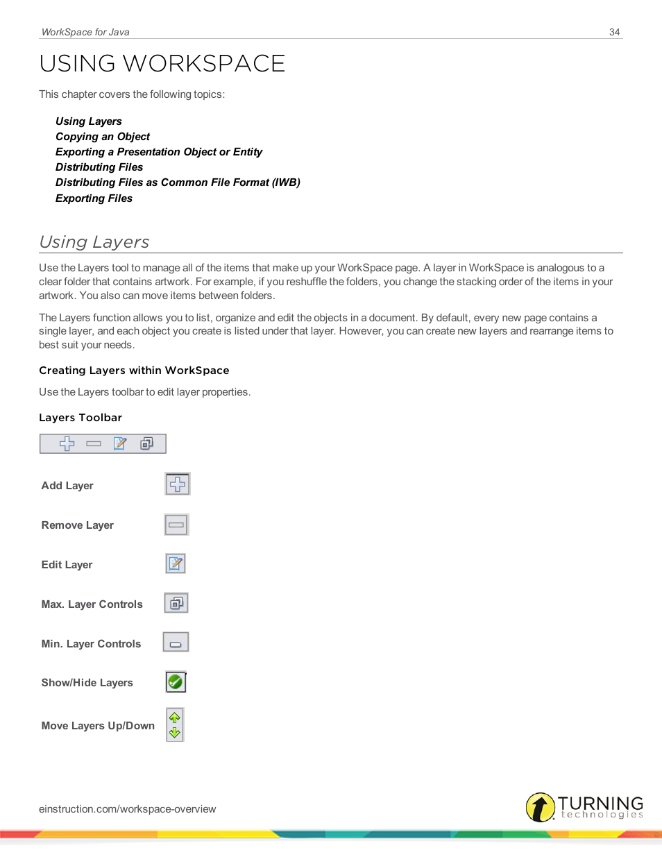 Using workspace, Using layers | Turning Technologies WorkSpace User Manual | Page 34 / 41