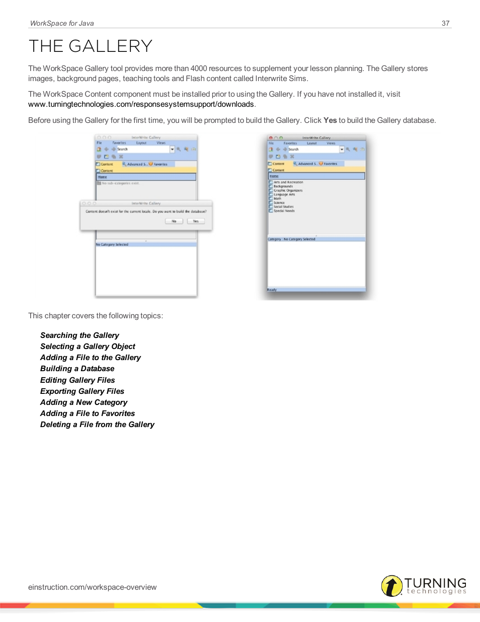 The gallery | Turning Technologies WorkSpace User Manual | Page 37 / 41
