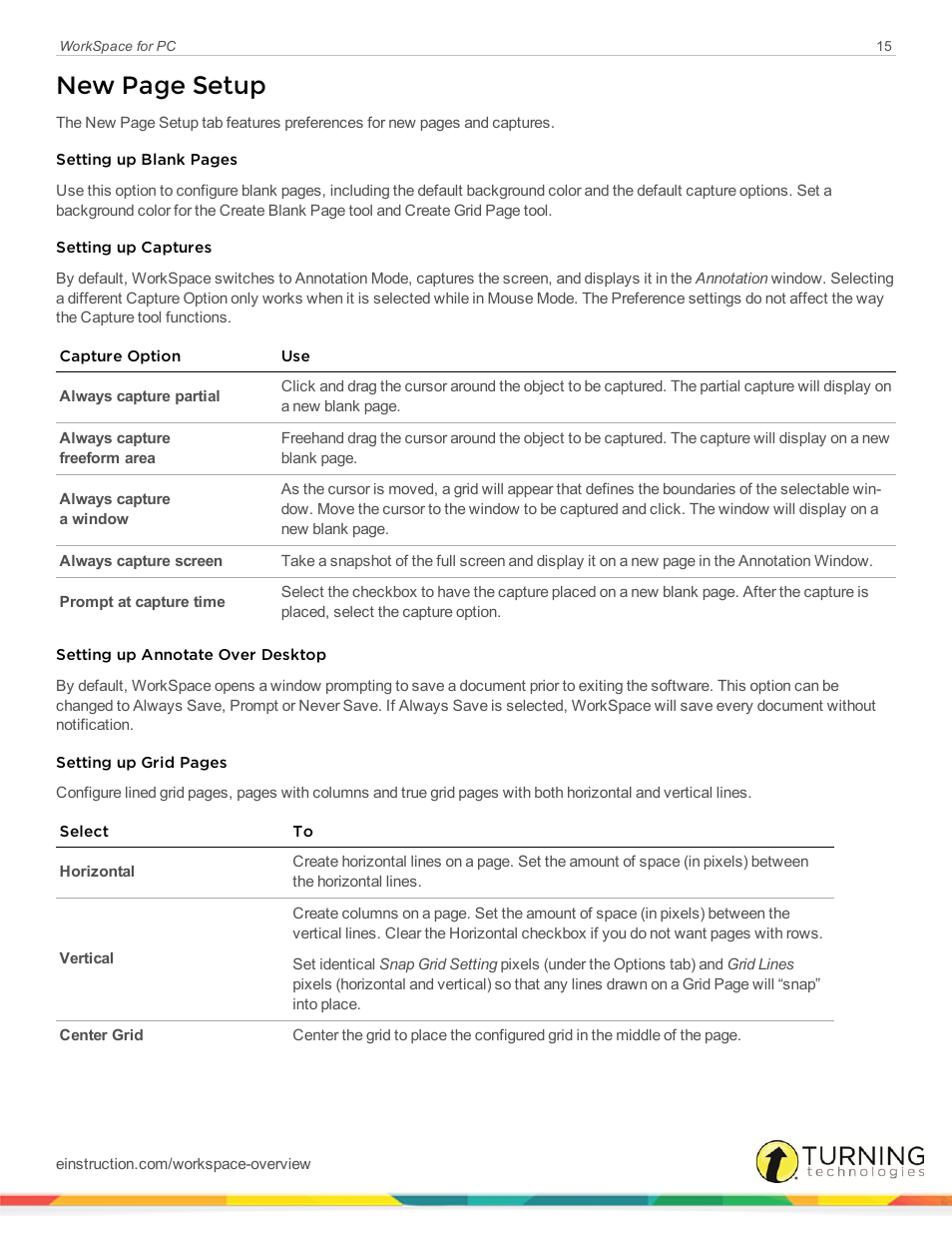 New page setup | Turning Technologies WorkSpace User Manual | Page 15 / 49