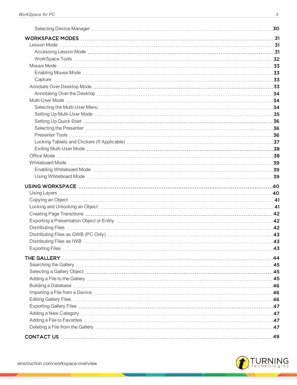 Turning Technologies WorkSpace User Manual | Page 3 / 49