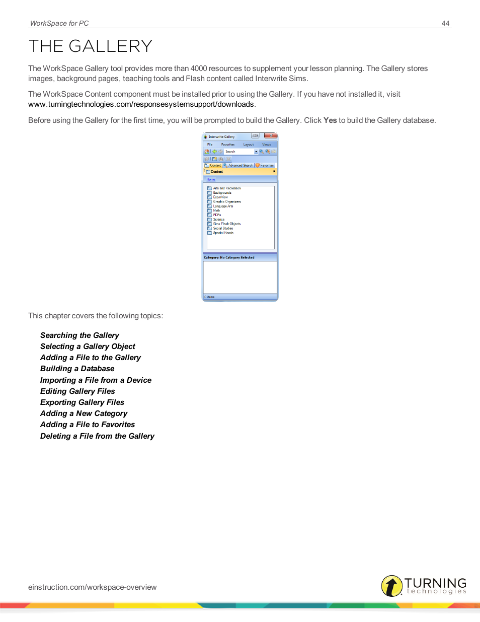 The gallery | Turning Technologies WorkSpace User Manual | Page 44 / 49