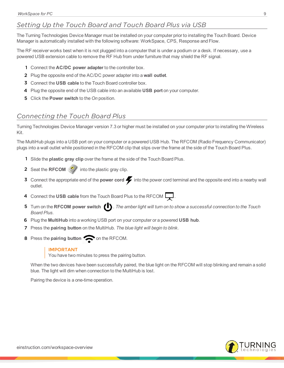 Connecting the touch board plus | Turning Technologies WorkSpace User Manual | Page 9 / 49
