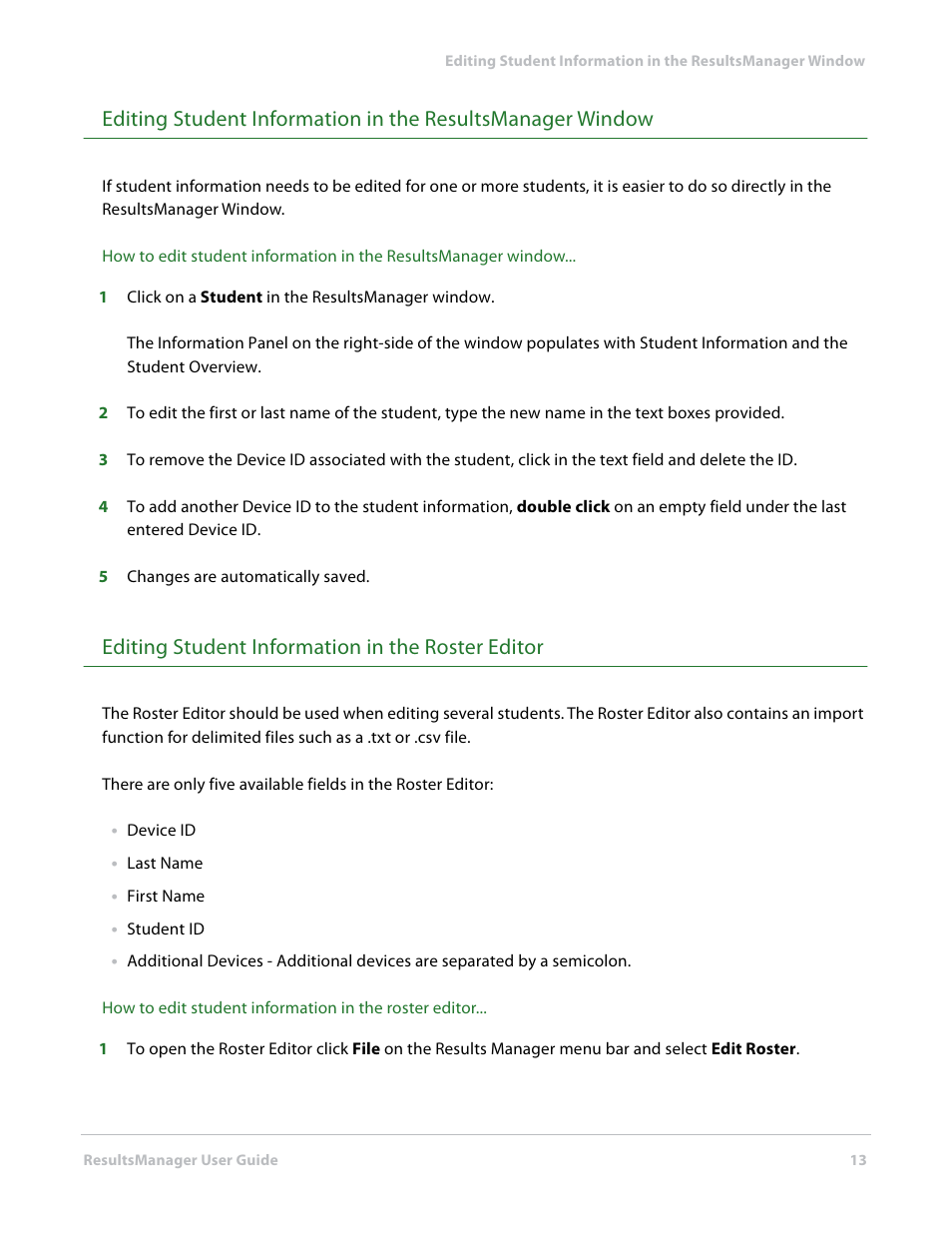 Editing student information in the roster editor | Turning Technologies ResultsManager User Manual | Page 13 / 31