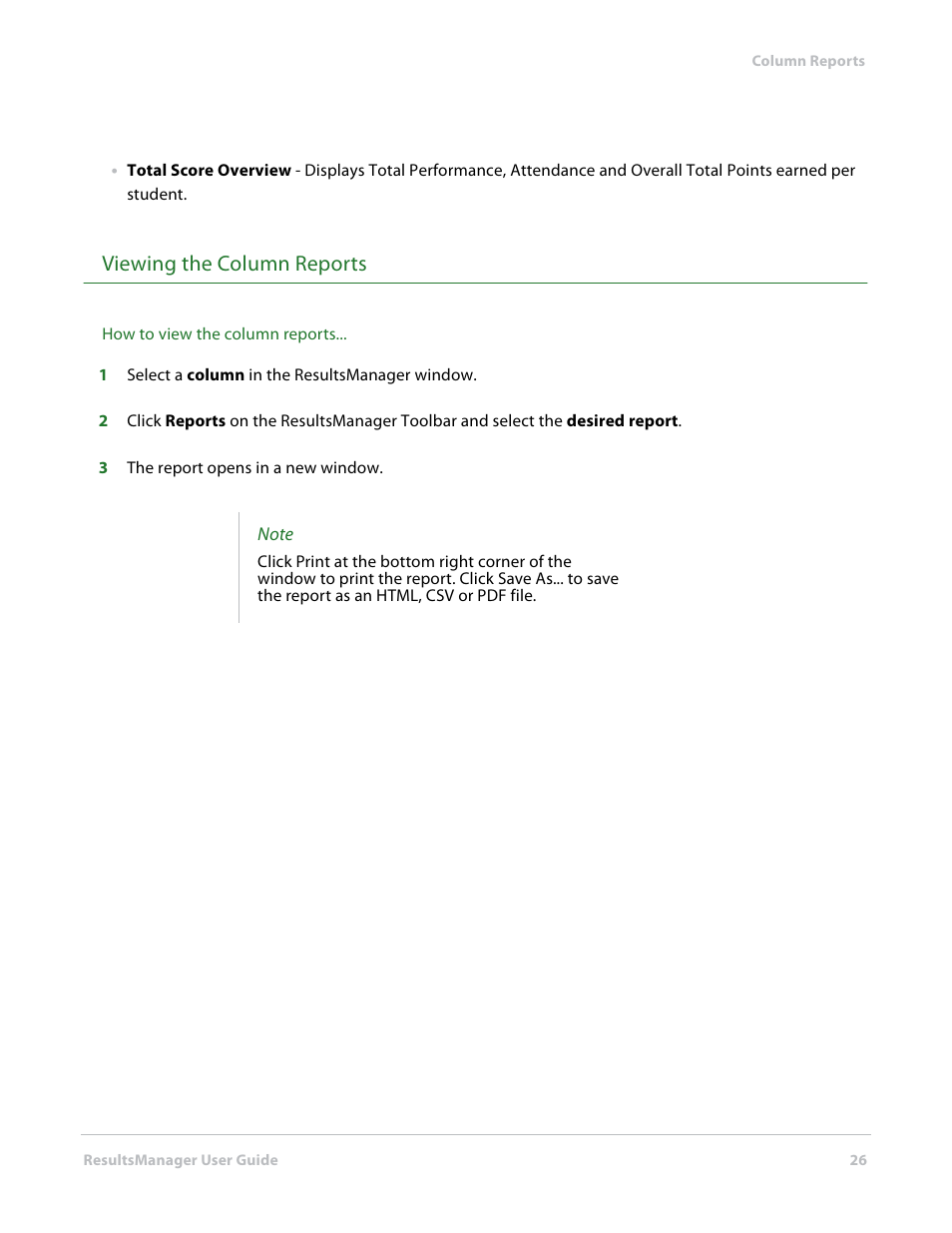 Viewing the column reports | Turning Technologies ResultsManager User Manual | Page 26 / 31