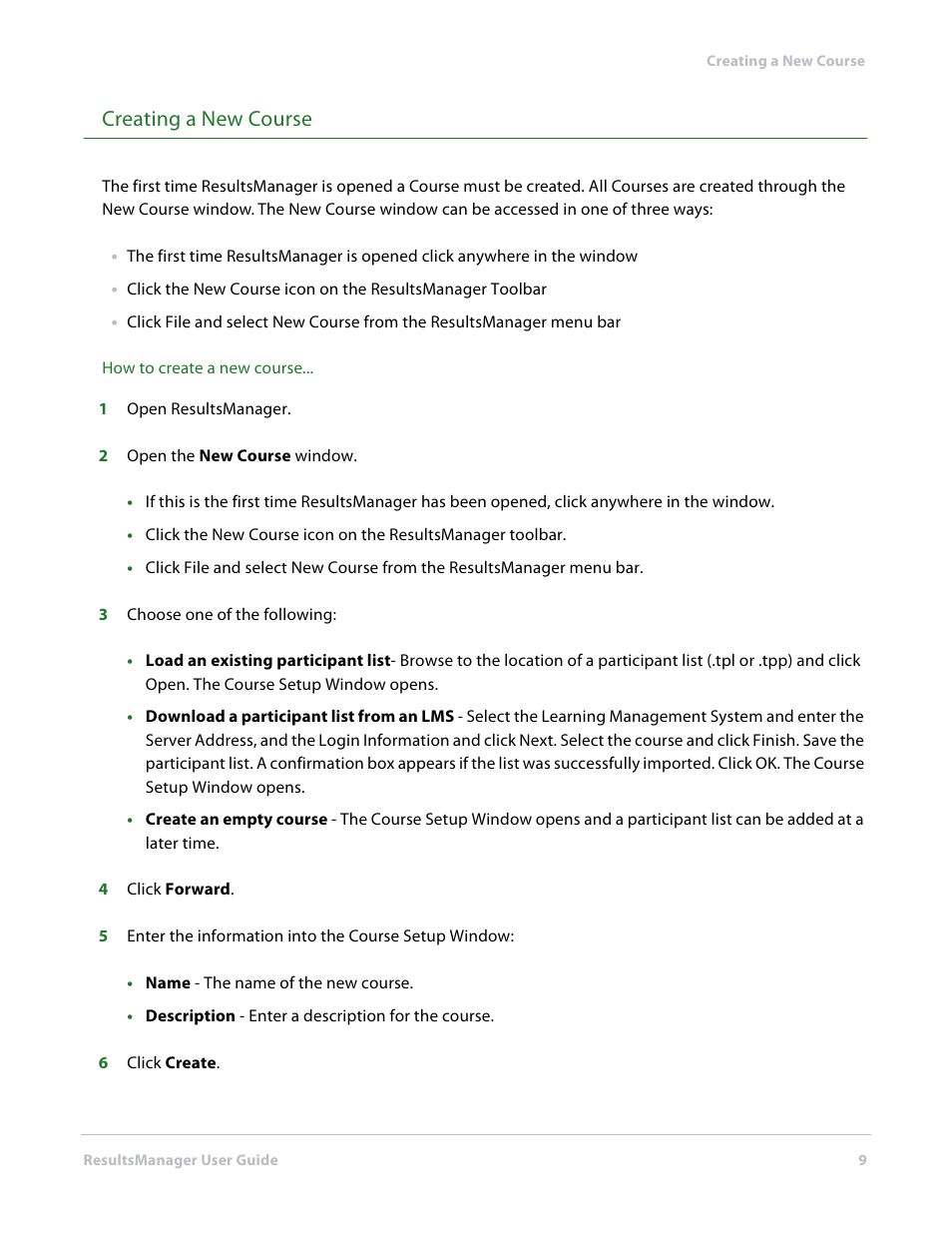 Creating a new course | Turning Technologies ResultsManager User Manual | Page 9 / 31